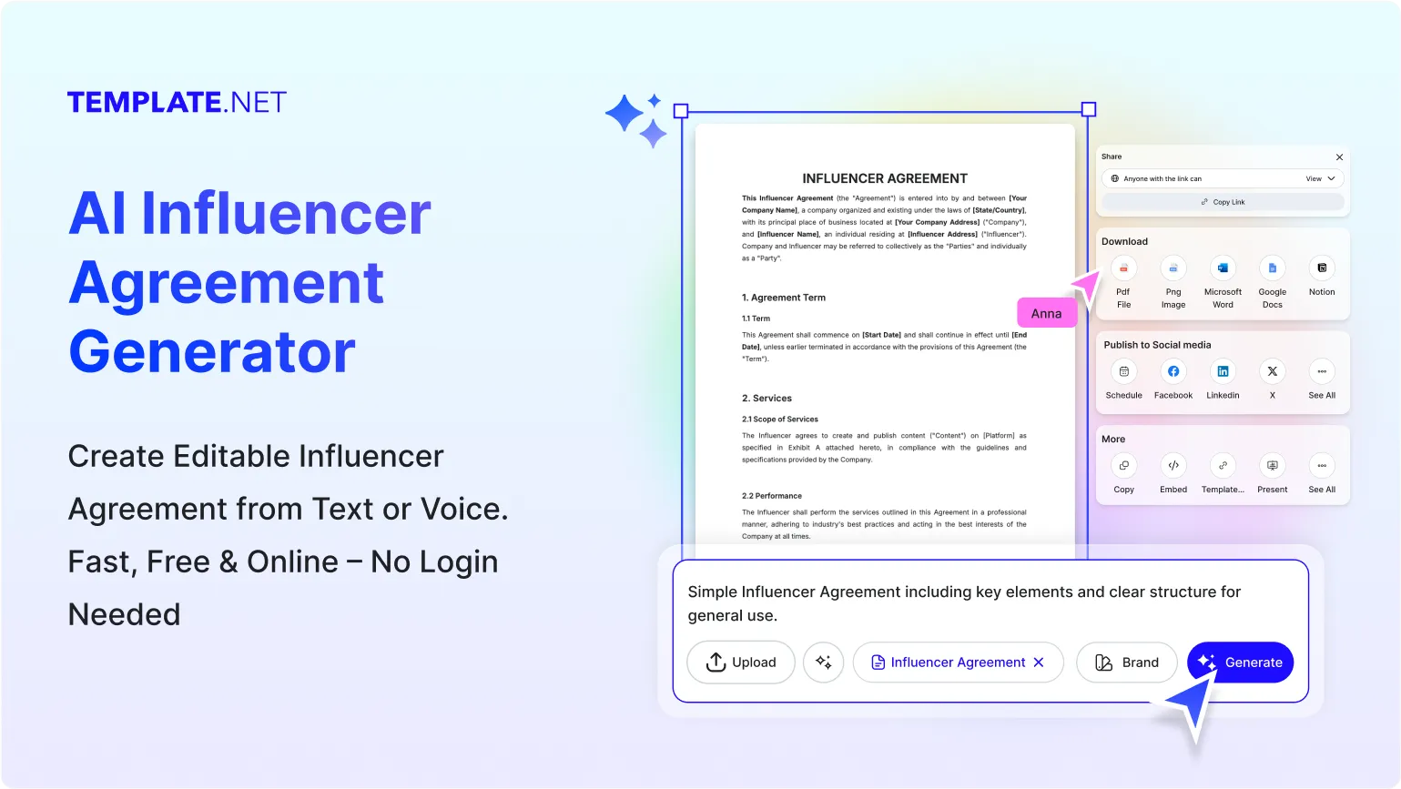 Free AI Influencer Agreement Generator, Free Influencer Contract Maker Online